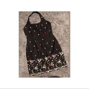 LAUNDRY SHELLI SEGAL Black DRESS EMBROIDERED SZ 8